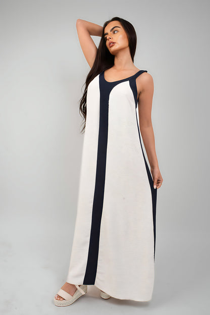 Two-Tone Sleeveless Cami Maxi Dress