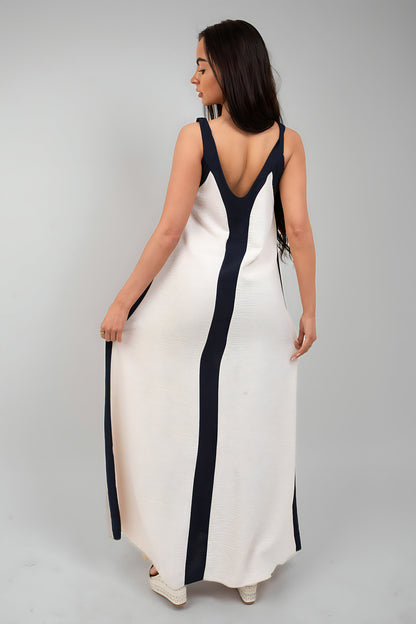 Two-Tone Sleeveless Cami Maxi Dress