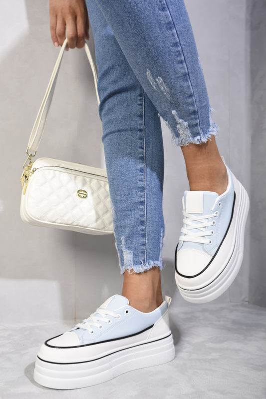 Platform Wedge Lace Up Trainers - Black River UK