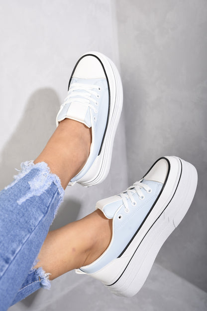 Platform Wedge Lace Up Trainers - Black River UK