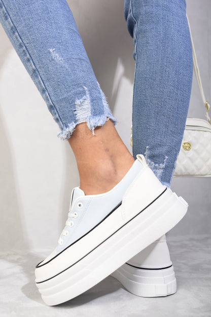 Platform Wedge Lace Up Trainers - Black River UK