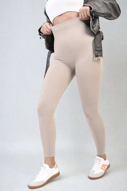 High Waist Wide Waistband Leggings - Black River UK