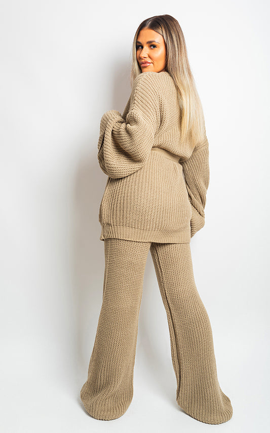 Belted Pocket Knit Co-ord Set - Black River UK