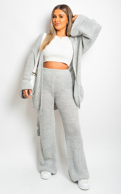 Belted Pocket Knit Co-ord Set - Black River UK