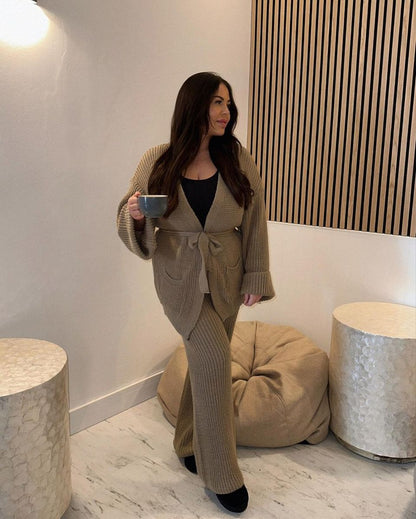 Belted Pocket Knit Co-ord Set - Black River UK