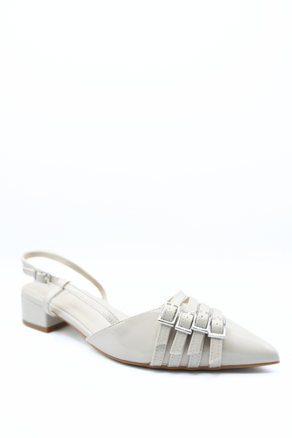 Strappy Buckle Detail Slingback Low Heel Sandals - Black River UK