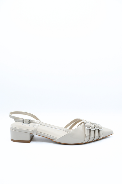 Strappy Buckle Detail Slingback Low Heel Sandals - Black River UK