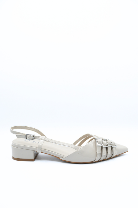 Strappy Buckle Detail Slingback Low Heel Sandals - Black River UK