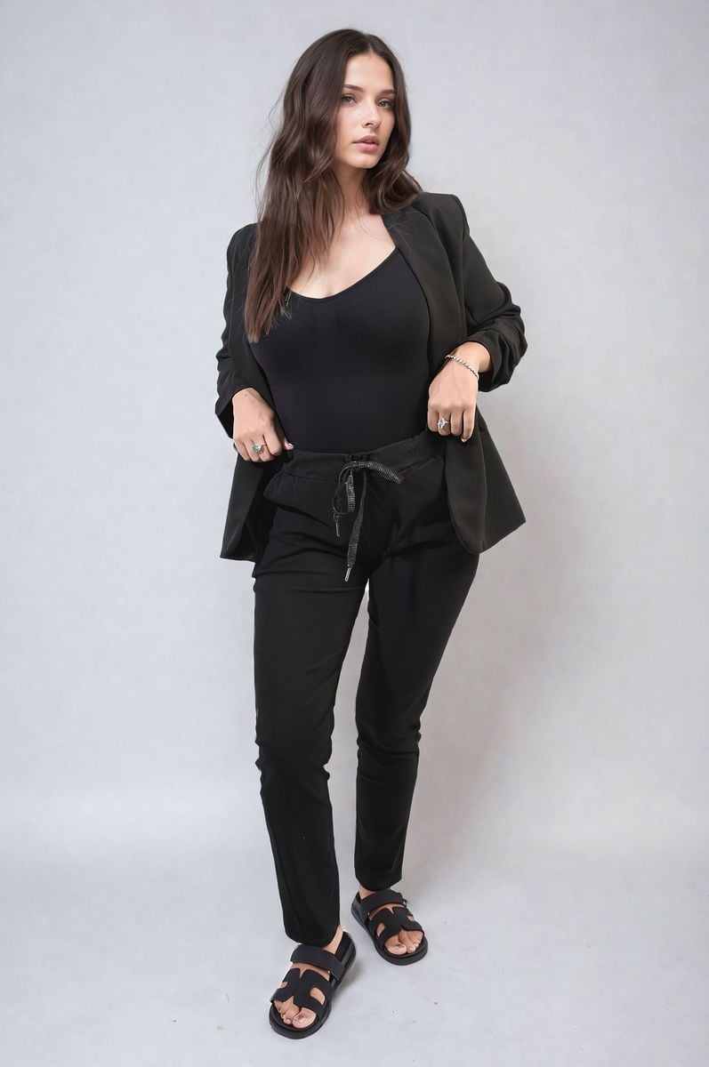 Casual Drawstring Trousers - Black River UK