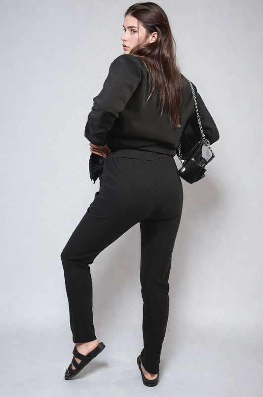 Casual Drawstring Trousers - Black River UK