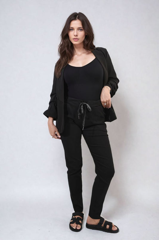 Casual Drawstring Trousers - Black River UK