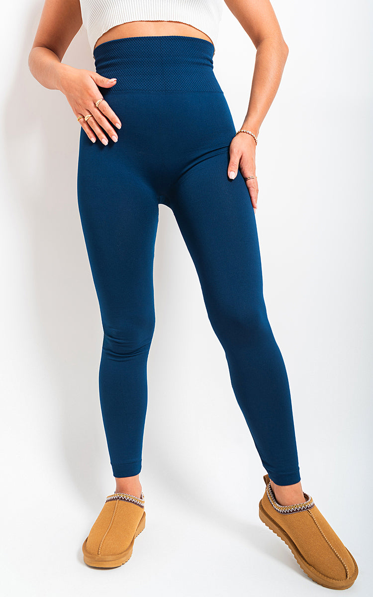 High Waist Tummy Compression Slimming Leggings - Big Size - Black River UK