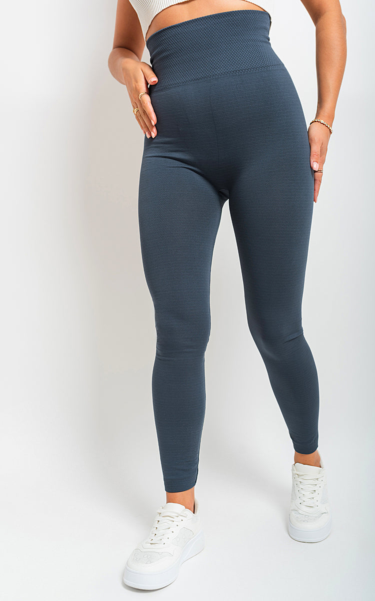 High Waist Tummy Compression Slimming Leggings - Big Size - Black River UK