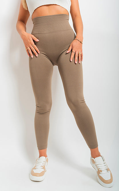 High Waist Tummy Compression Slimming Leggings - Big Size - Black River UK
