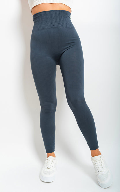 High Waist Tummy Compression Slimming Leggings - Big Size - Black River UK