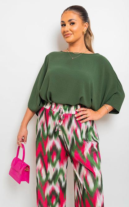 Oversized Batwing Sleeve Casual Tops - Black River UK