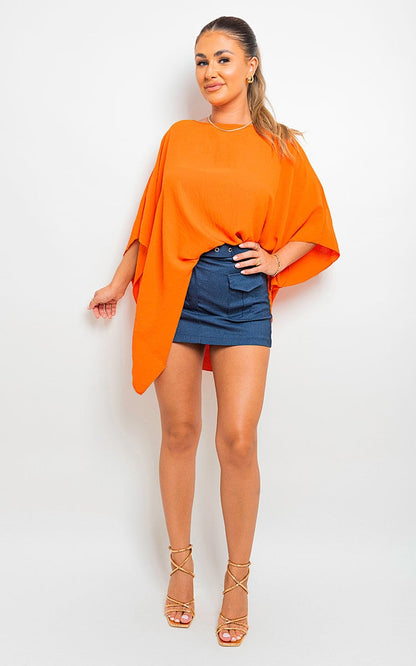 Oversized Batwing Sleeve Casual Tops - Black River UK