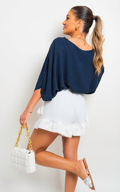Oversized Batwing Sleeve Casual Tops - Black River UK