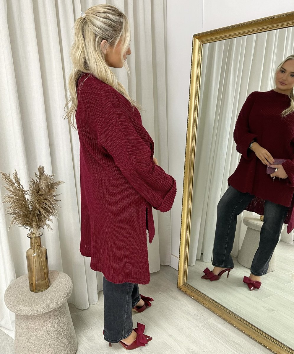 High Neck Oversized Long Sleeve Knitted Jumper - Black River UK