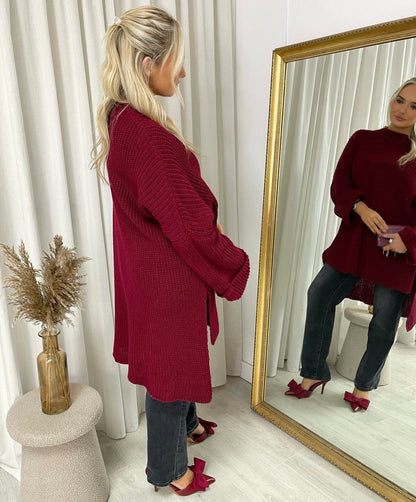 High Neck Oversized Long Sleeve Knitted Jumper - Black River UK