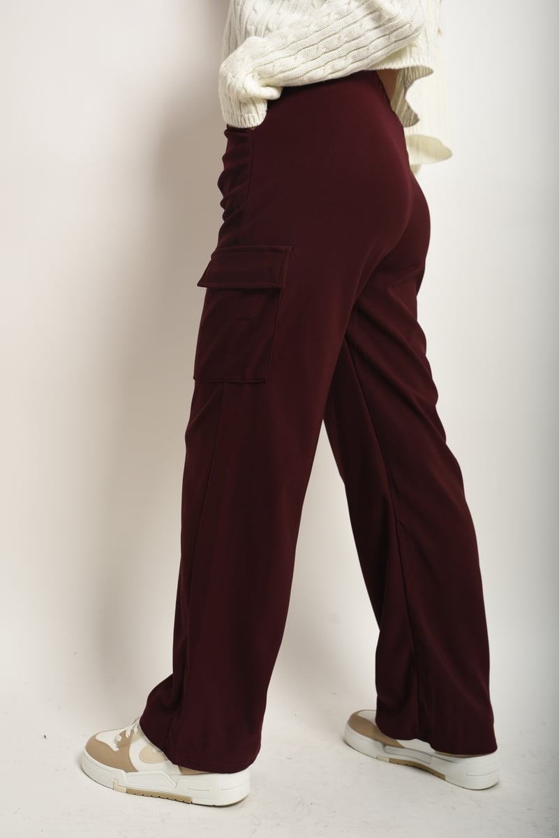 Wide Leg Drawstring Waist Flap Pocket Trouser - Black River UK