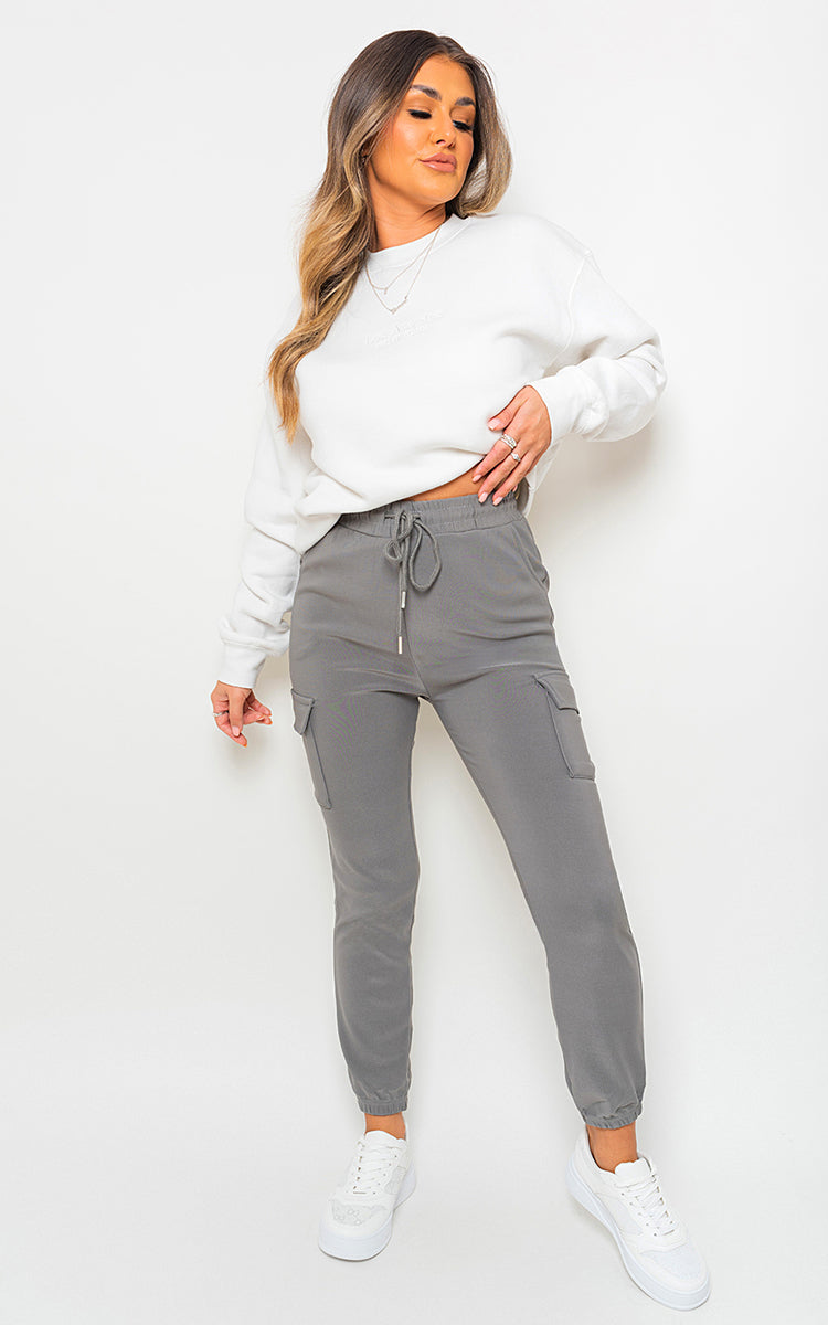 Fleece Lined Cargo Pocket Trouser with Drawstring - Black River UK