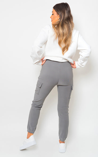 Fleece Lined Cargo Pocket Trouser with Drawstring - Black River UK