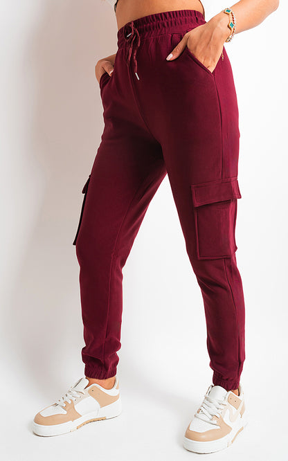 Fleece Lined Cargo Pocket Trouser with Drawstring - Black River UK