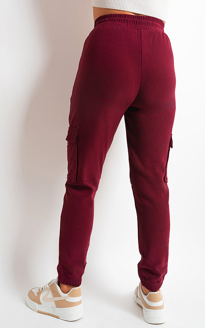 Fleece Lined Cargo Pocket Trouser with Drawstring - Black River UK