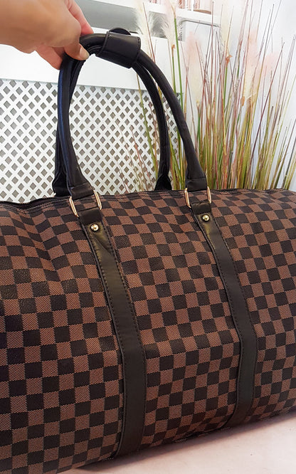 Checked Print Overnight Bag - Black River UK