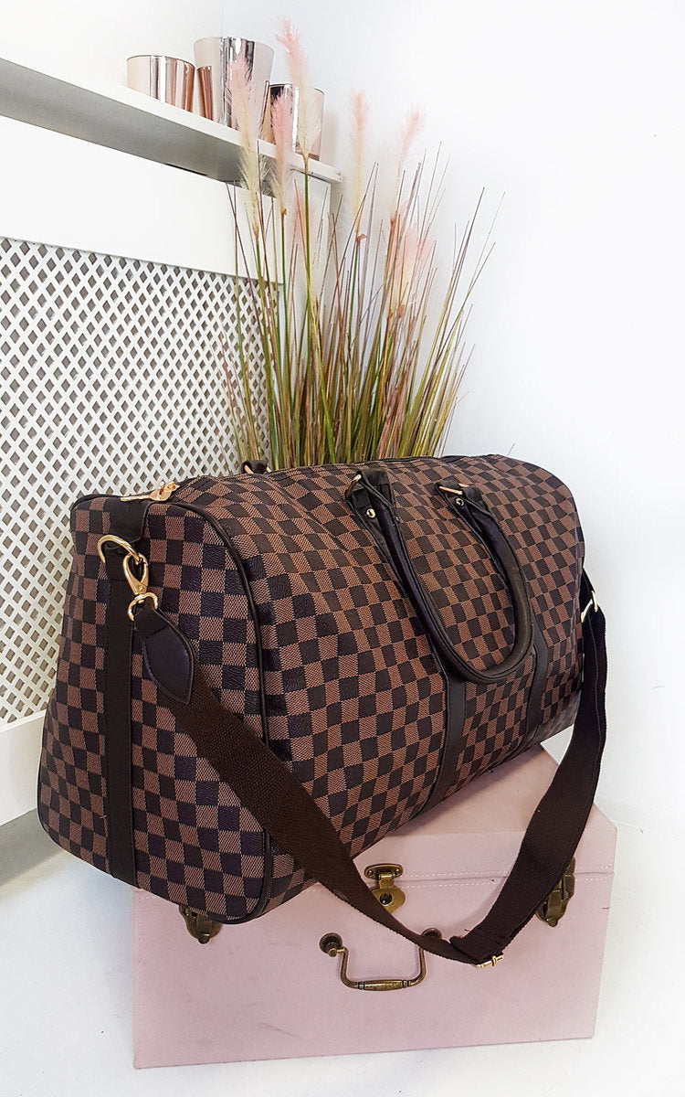 Checked Print Overnight Bag - Black River UK