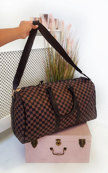 Checked Print Overnight Bag - Black River UK