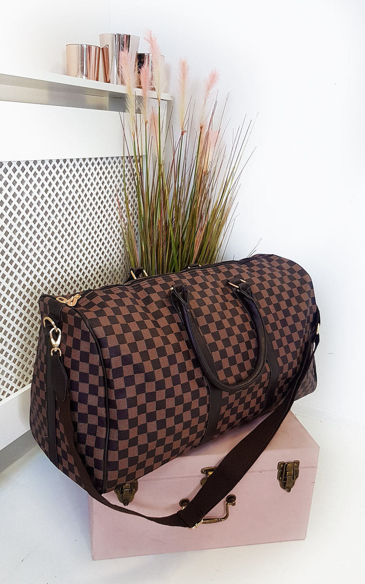 Checked Print Overnight Bag - Black River UK