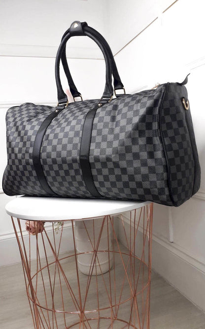 Checked Print Overnight Bag - Black River UK