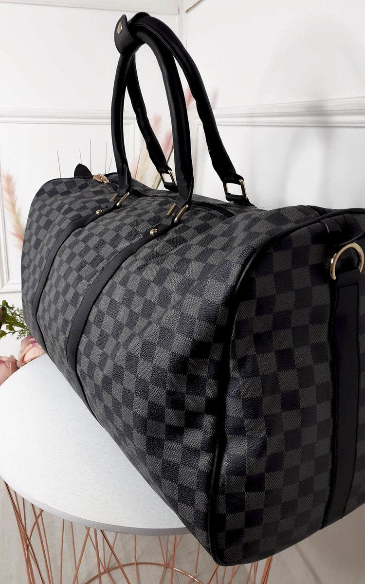Checked Print Overnight Bag - Black River UK