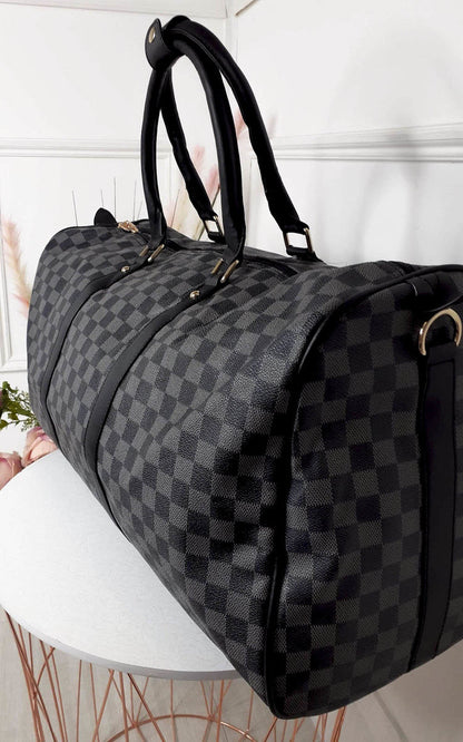 Checked Print Overnight Bag - Black River UK