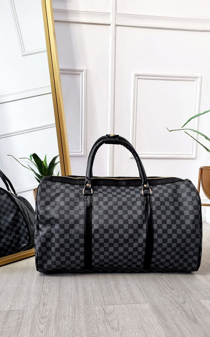 Checked Print Overnight Bag - Black River UK