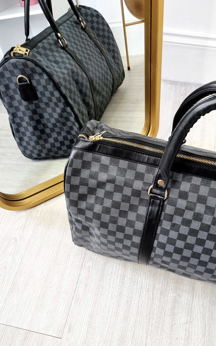 Checked Print Overnight Bag - Black River UK