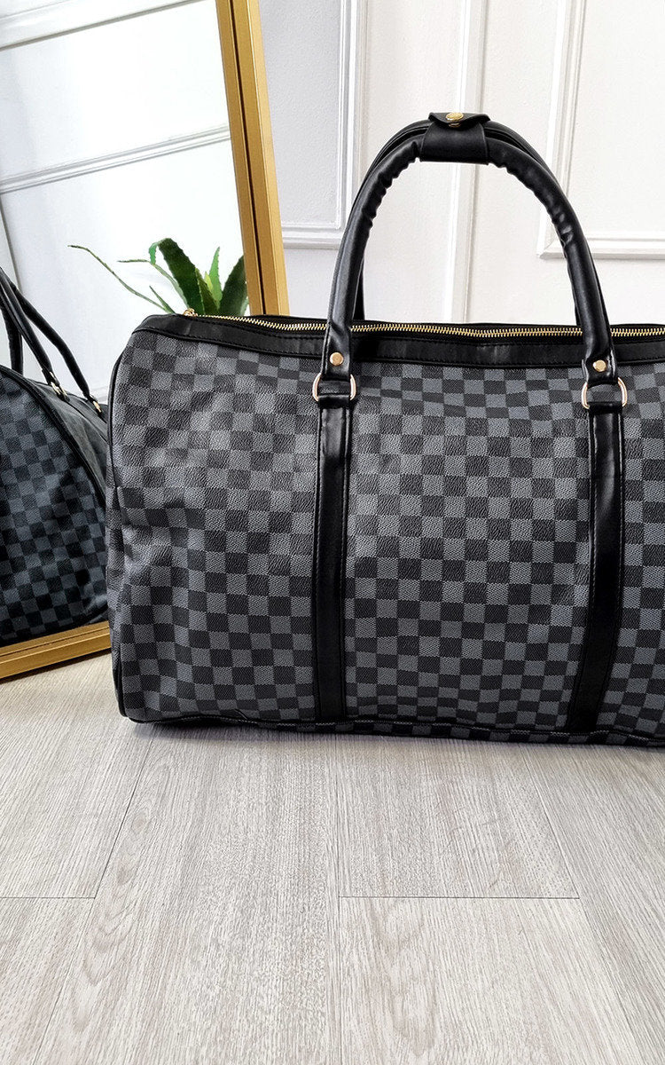 Checked Print Overnight Bag - Black River UK
