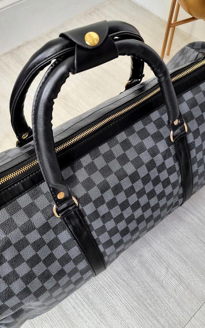 Checked Print Overnight Bag - Black River UK