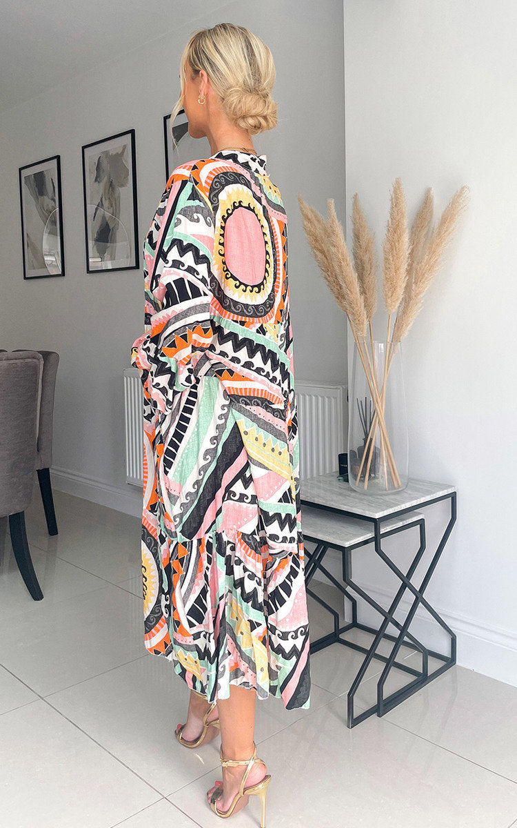 Printed Midi Dress - Black River UK