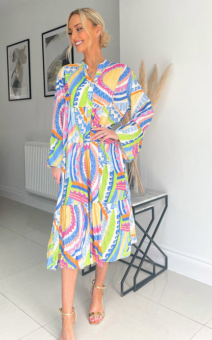 Printed Midi Dress - Black River UK
