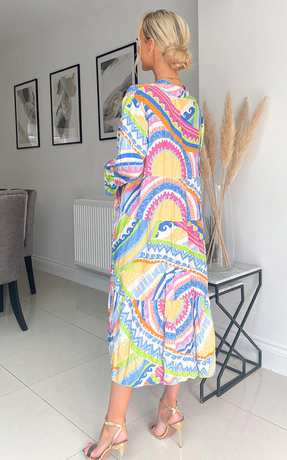 Printed Midi Dress - Black River UK