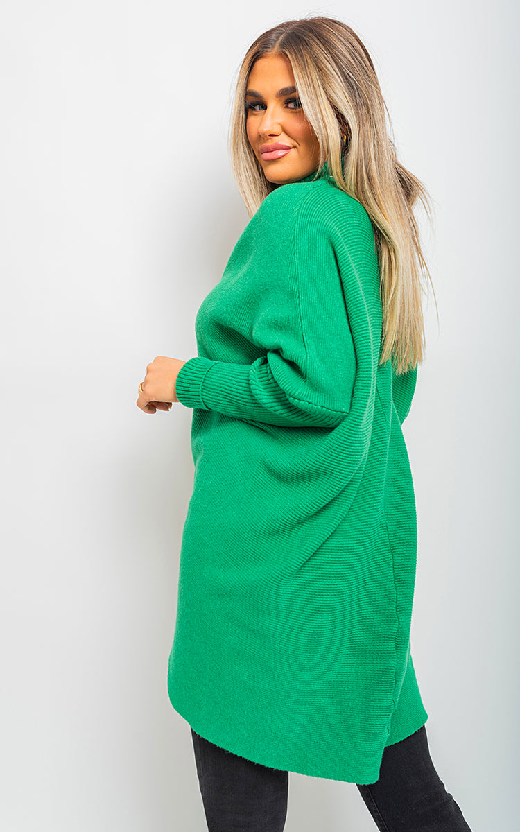 Turtle Neck Longline Knitted Jumper - Black River UK
