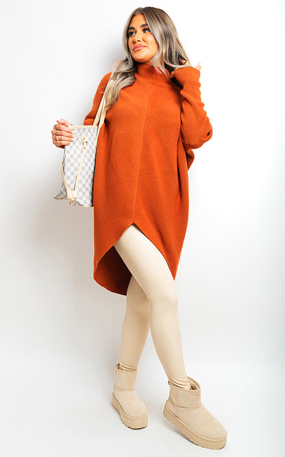 Turtle Neck Longline Knitted Jumper - Black River UK