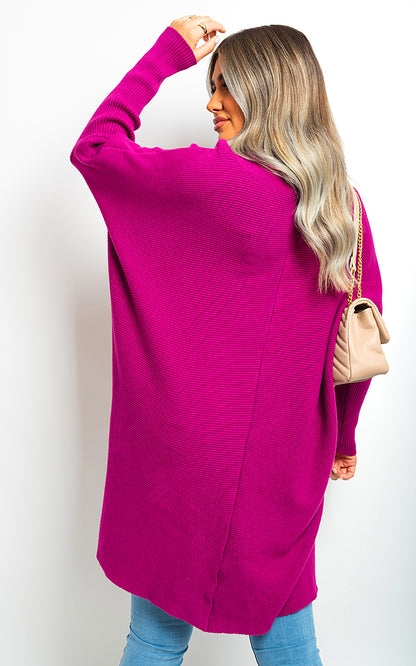 Turtle Neck Longline Knitted Jumper - Black River UK