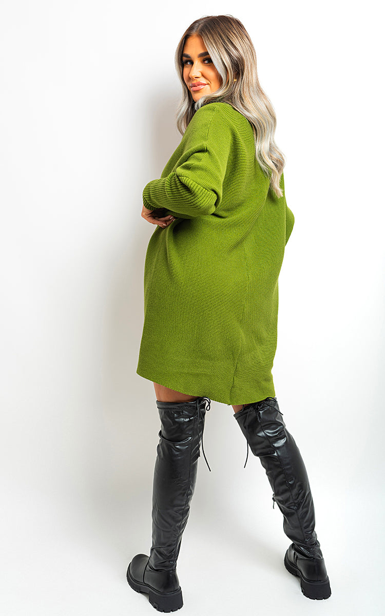 Turtle Neck Longline Knitted Jumper - Black River UK