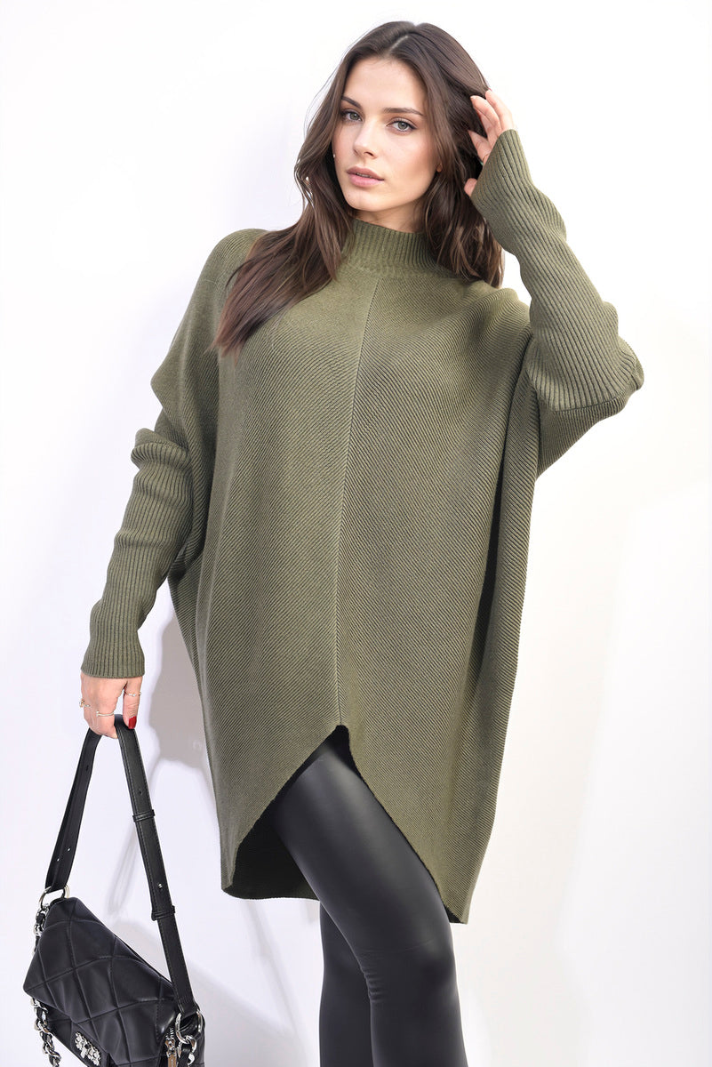 Turtle Neck Longline Knitted Jumper - Black River UK