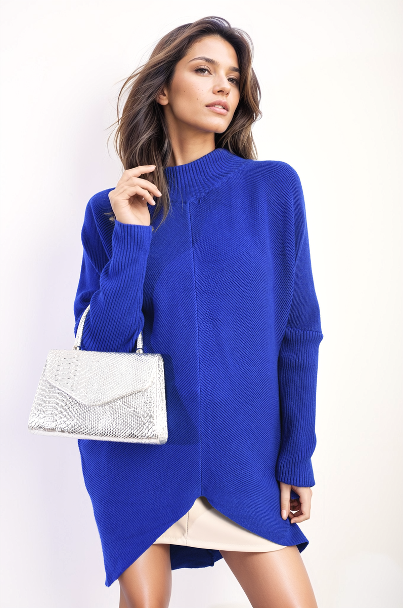 Turtle Neck Longline Knitted Jumper - Black River UK