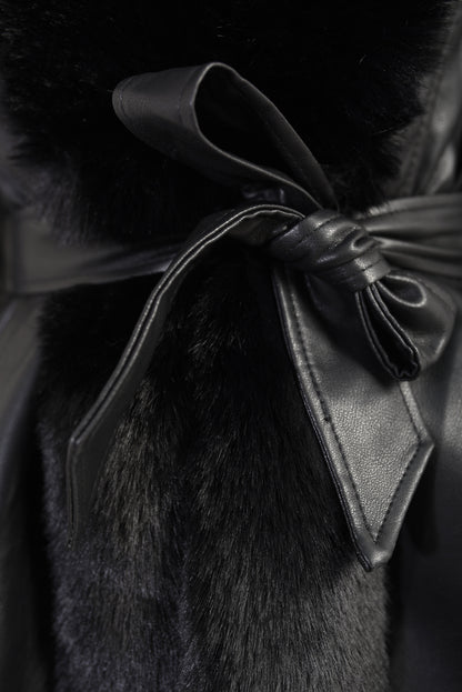 Faux Fur Trim Winter Jacket - Black River UK